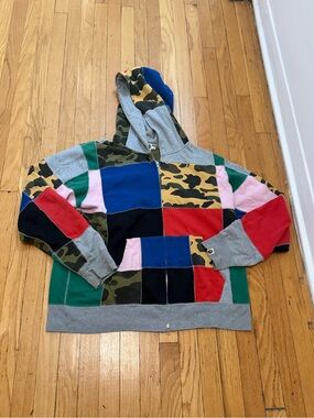 Men's Multi-Color Patchwork Zip Hoodie